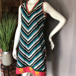HAUTE CURRY SIZE JR L CHEVRON V-NECK DRESS